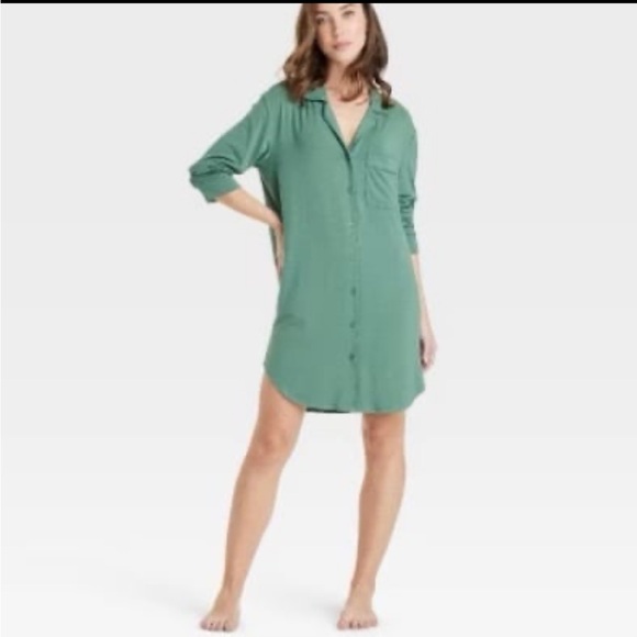 Auden Other - Auden Green Button-Down Sleep Shirt